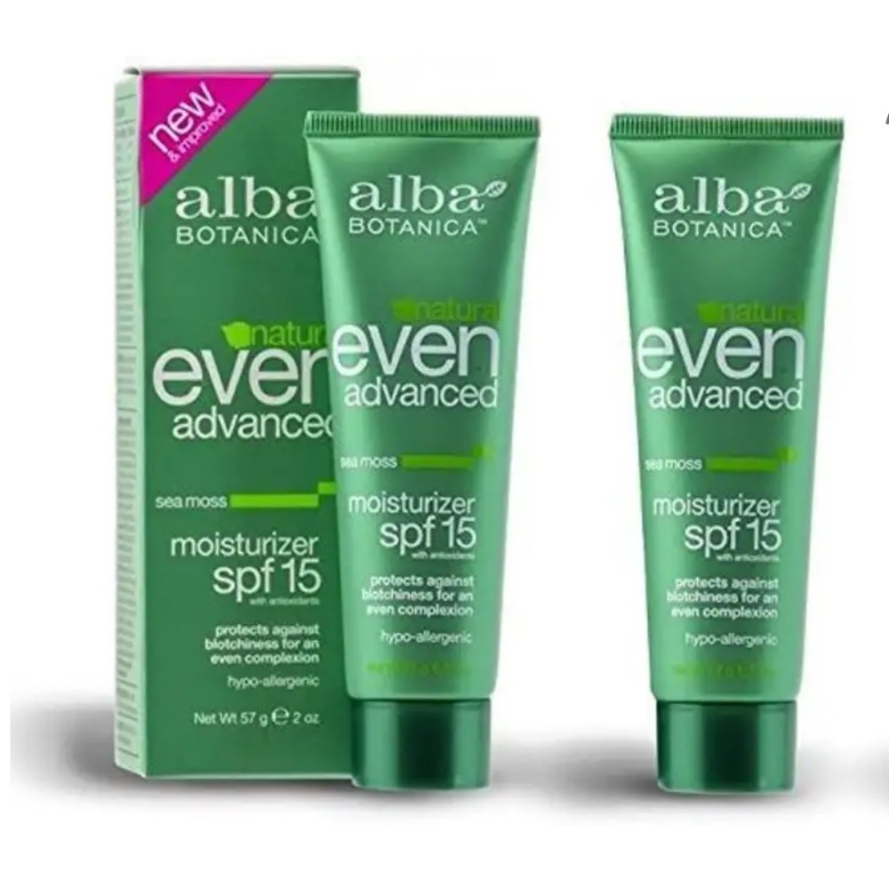 Alba Botanica Even Advanced Natural Moisturizer Sea Moss Spf 15 2 Fl Oz-  2 PACK